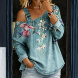 Abril | Top de denim con hombros descubiertos