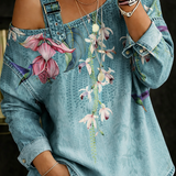 Abril | Top de denim con hombros descubiertos