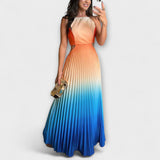 Adelaida | Vestido largo con espalda descubierta, degradado y plisado para anudar