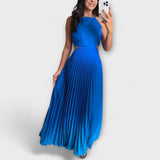 Adelaida | Vestido largo con espalda descubierta, degradado y plisado para anudar