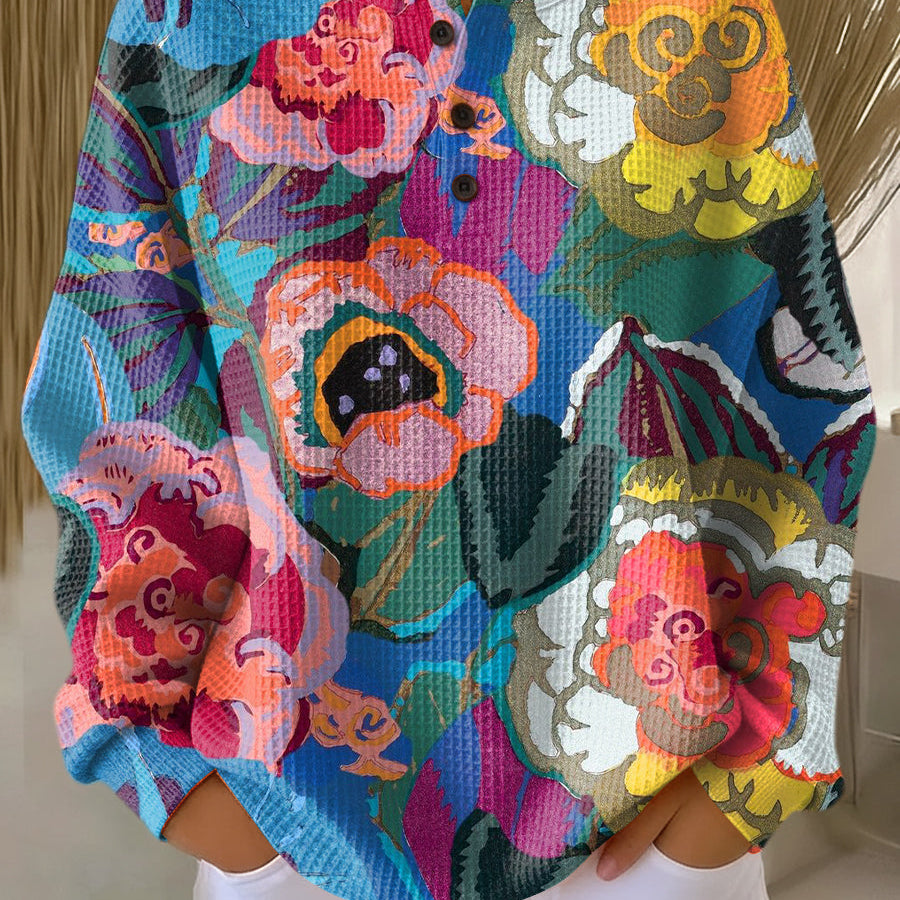 Adoración | Jersey con grandes flores de colores