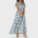 Ágata Reyes | Vestido largo de gasa de flores