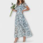 Ágata Reyes | Vestido largo de gasa de flores