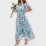 Ágata Reyes | Vestido largo de gasa de flores
