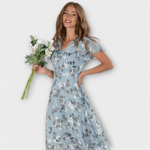 Ágata Reyes | Vestido largo de gasa de flores