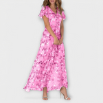 Ágata Reyes | Vestido largo de gasa de flores