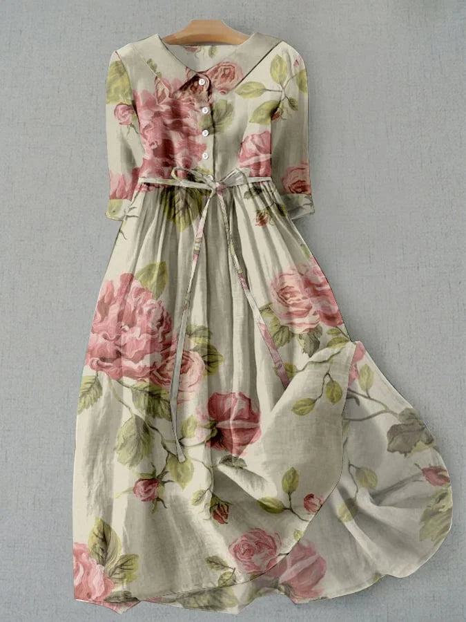 Ágata | Vestido vintage con cordones y estampado de flores