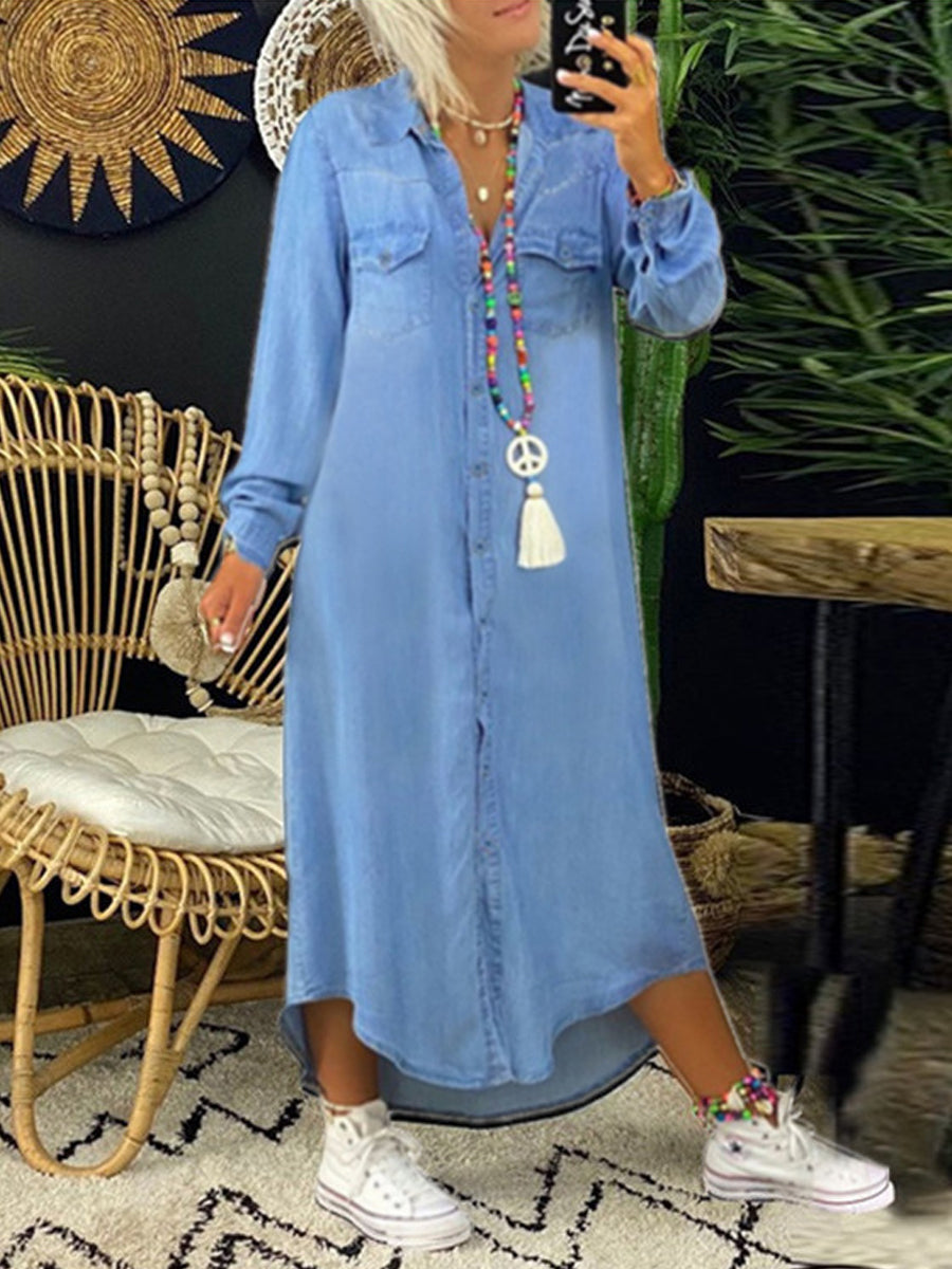 Agustina | Vestido camisero de denim chic informal