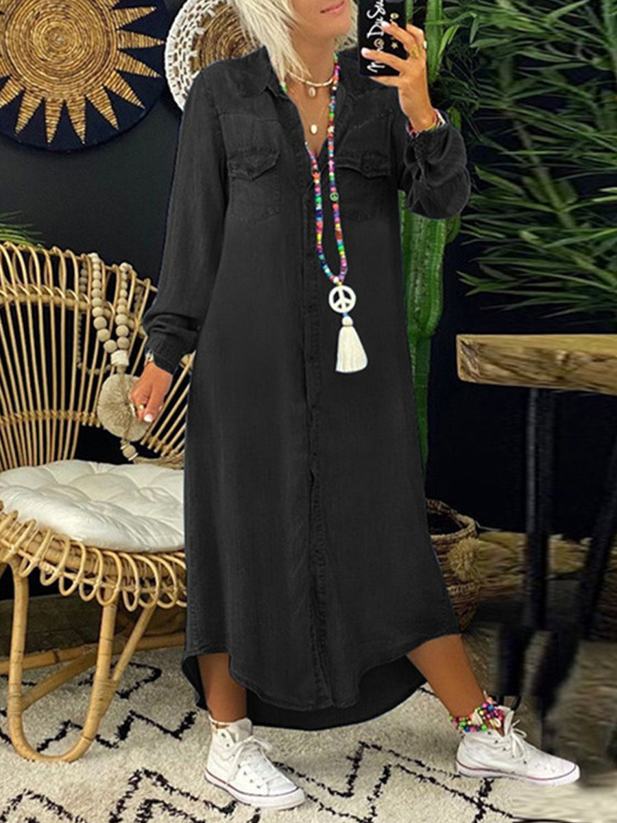 Agustina | Vestido camisero de denim chic informal