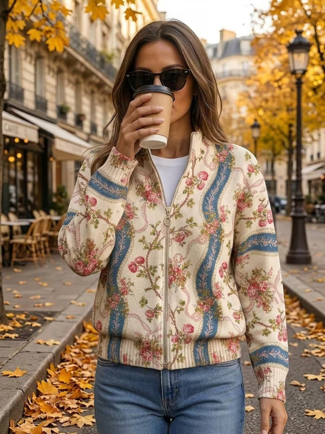 Aitana | Cárdigan con estampado de rosas trepadoras