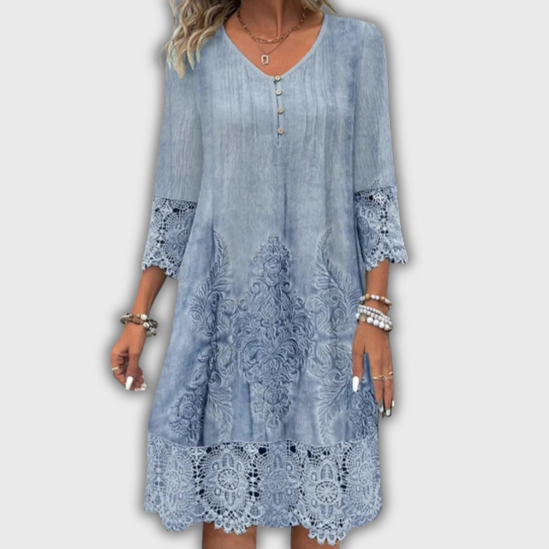 Aldara | Vestido elegante de encaje con cuello en V