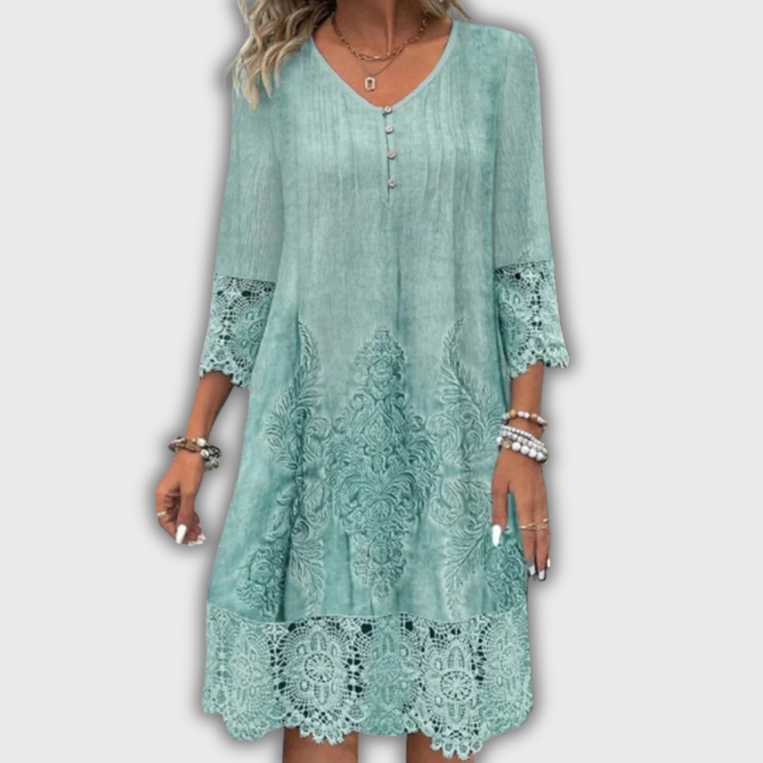 Aldara | Vestido elegante de encaje con cuello en V