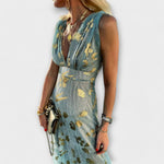 Alicia | Vestido elegante con cuello en V y detalle de lentejuelas