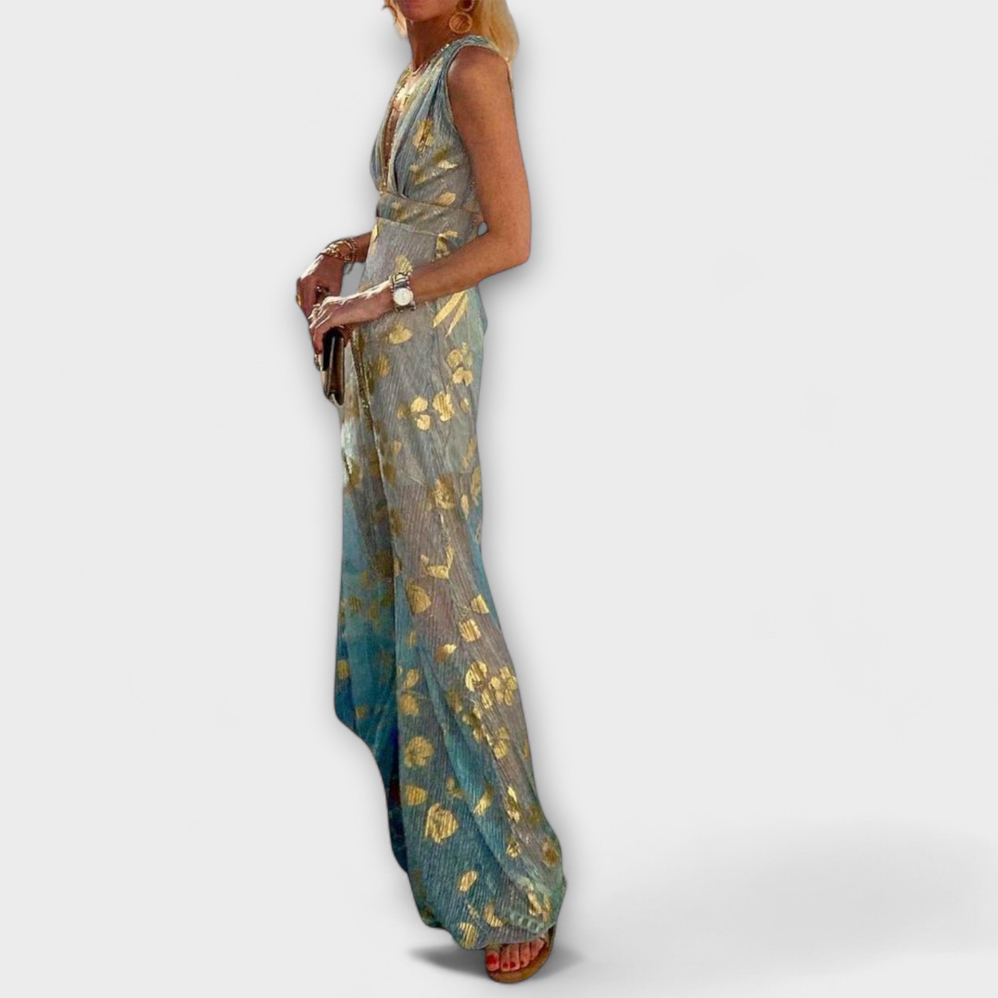 Alicia | Vestido elegante con cuello en V y detalle de lentejuelas