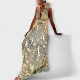 Alicia | Vestido elegante con cuello en V y detalle de lentejuelas