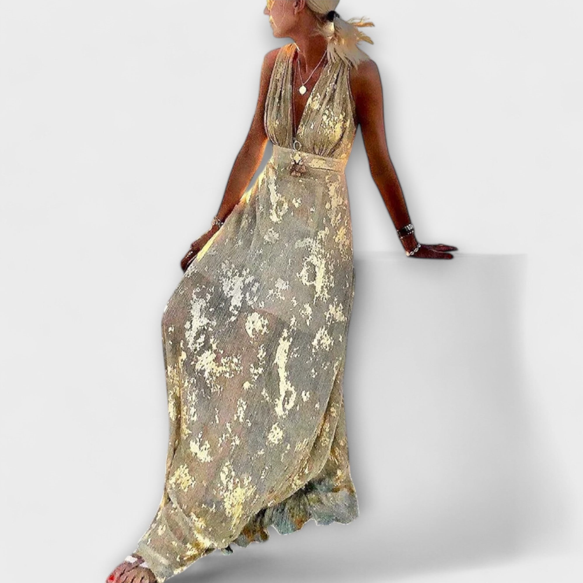 Alicia | Vestido elegante con cuello en V y detalle de lentejuelas