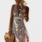 Alicia | Vestido elegante con cuello en V y detalle de lentejuelas