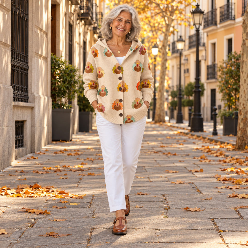 Amalia | Cárdigan de punto cómodo con capucha, en la calle