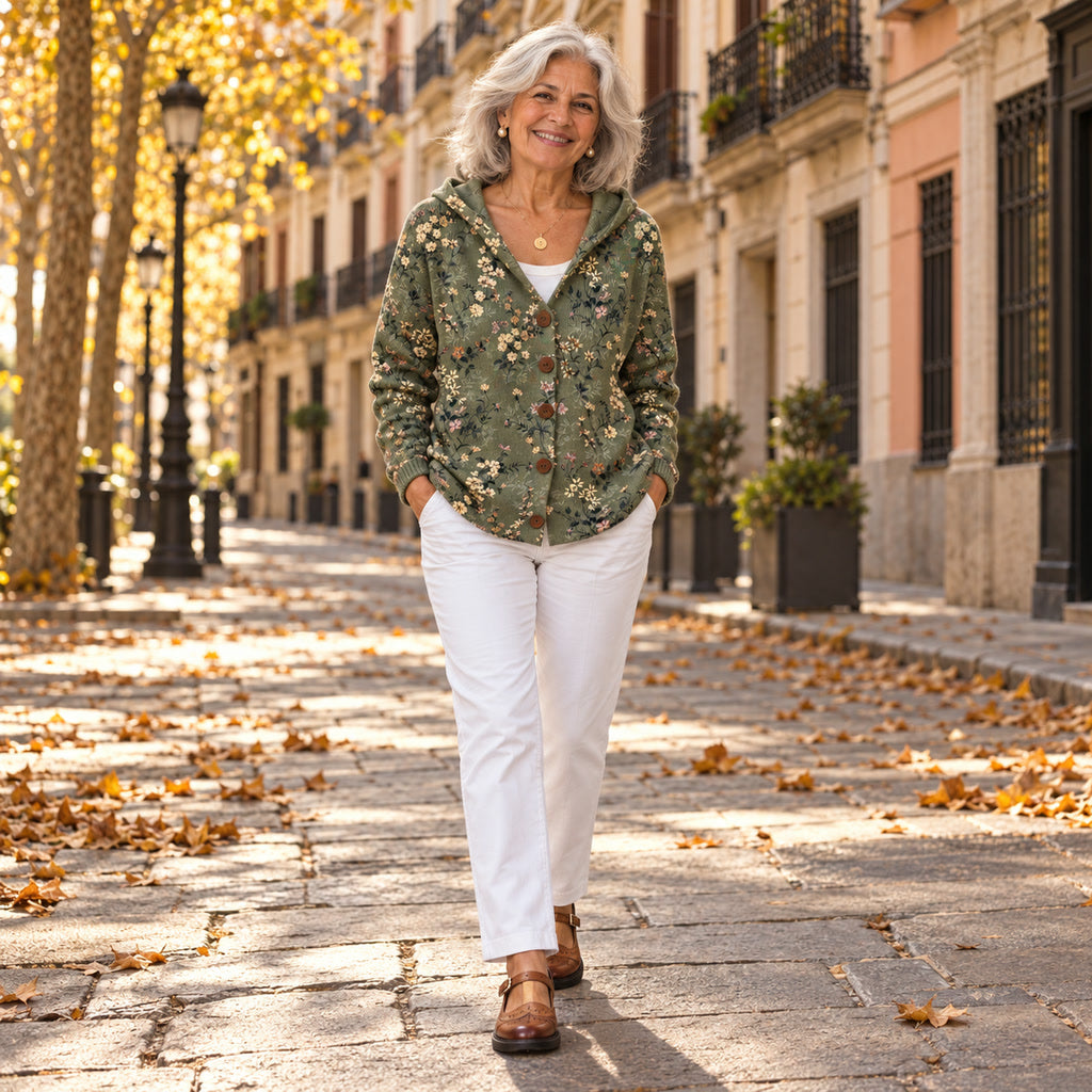 Amaya | Cárdigan de punto cómodo con capucha, en la calle