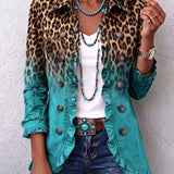 Anaís | Blazer con volantes y estampado de leopardo degradado