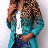 Anaís | Blazer con volantes y estampado de leopardo degradado
