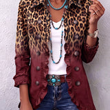 Anaís | Blazer con volantes y estampado de leopardo degradado