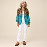 Anaís | Blazer con volantes y estampado de leopardo degradado, vista de frente