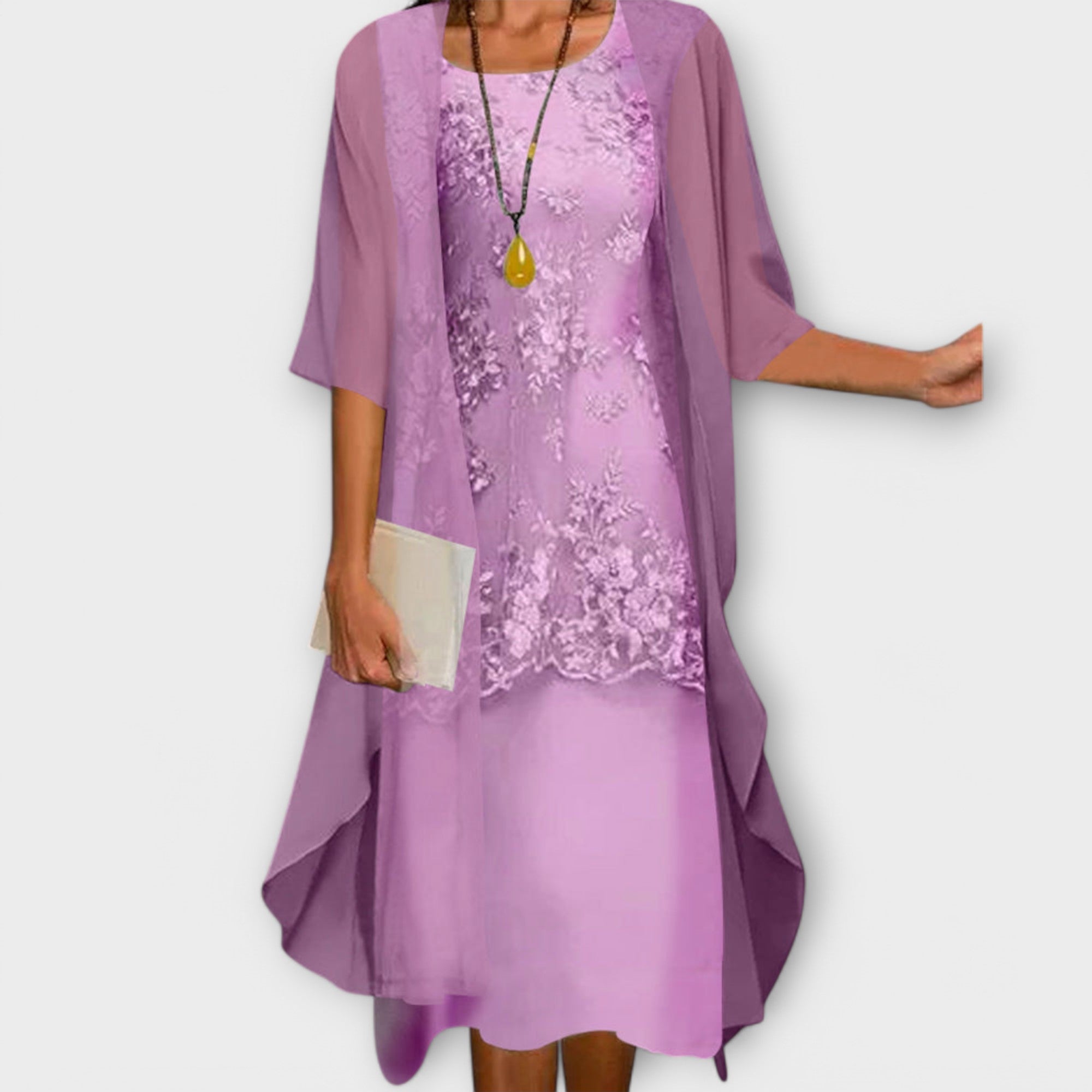 Ángela | Vestido elegante de dos piezas de gasa