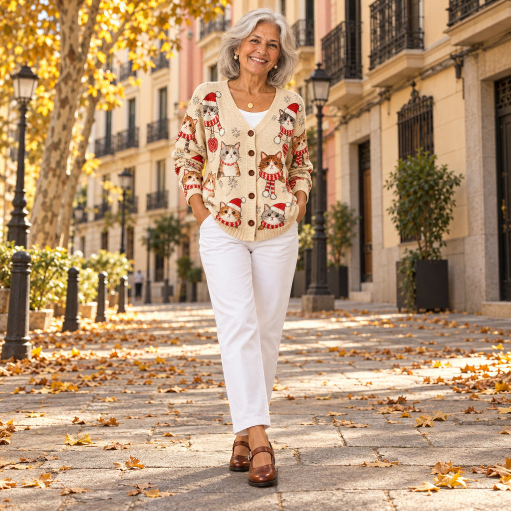 Ángeles | Cárdigan de punto cómodo con botones, en la calle