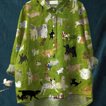 Antía | Blusa amplia con estampado artístico de perros