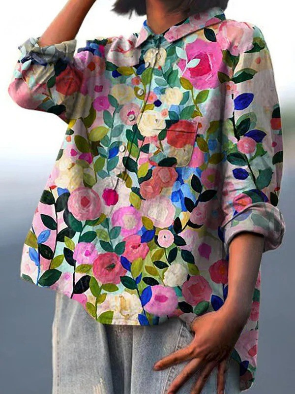 Ariadna | Blusa informal de mujer con estampado floral de primavera