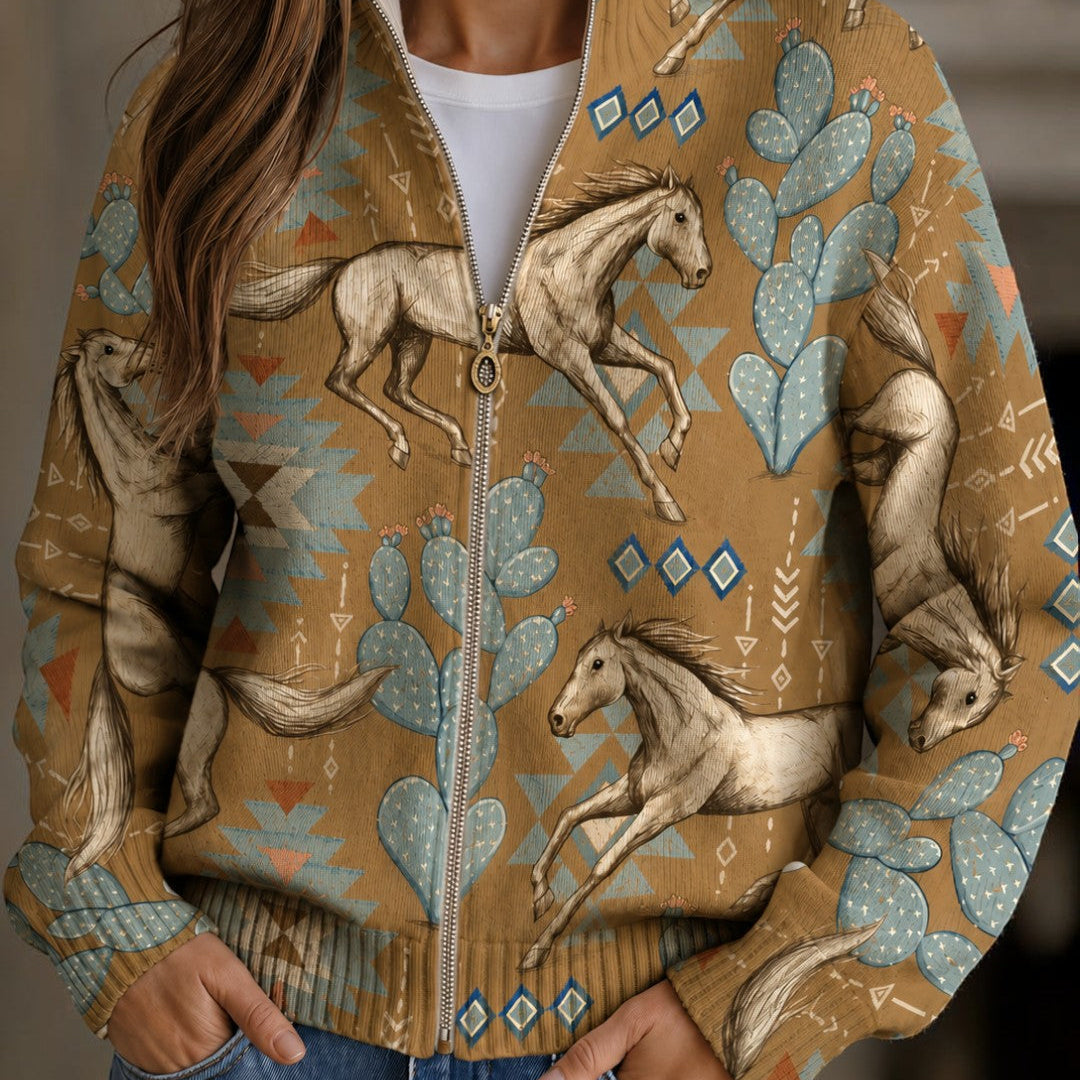 Ariana | Cárdigan con estampado de caballos y cactus