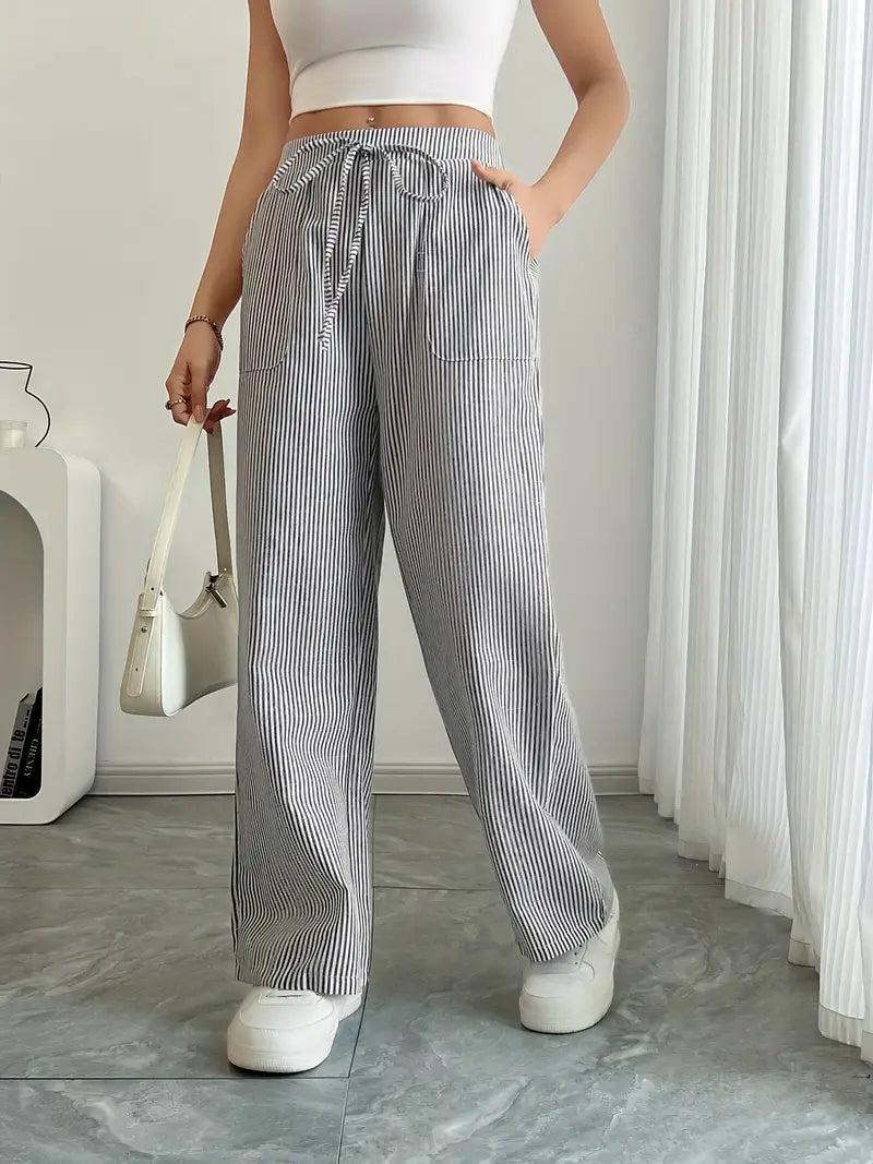 Asunción | Pantalón de rayas elegante con bolsillos