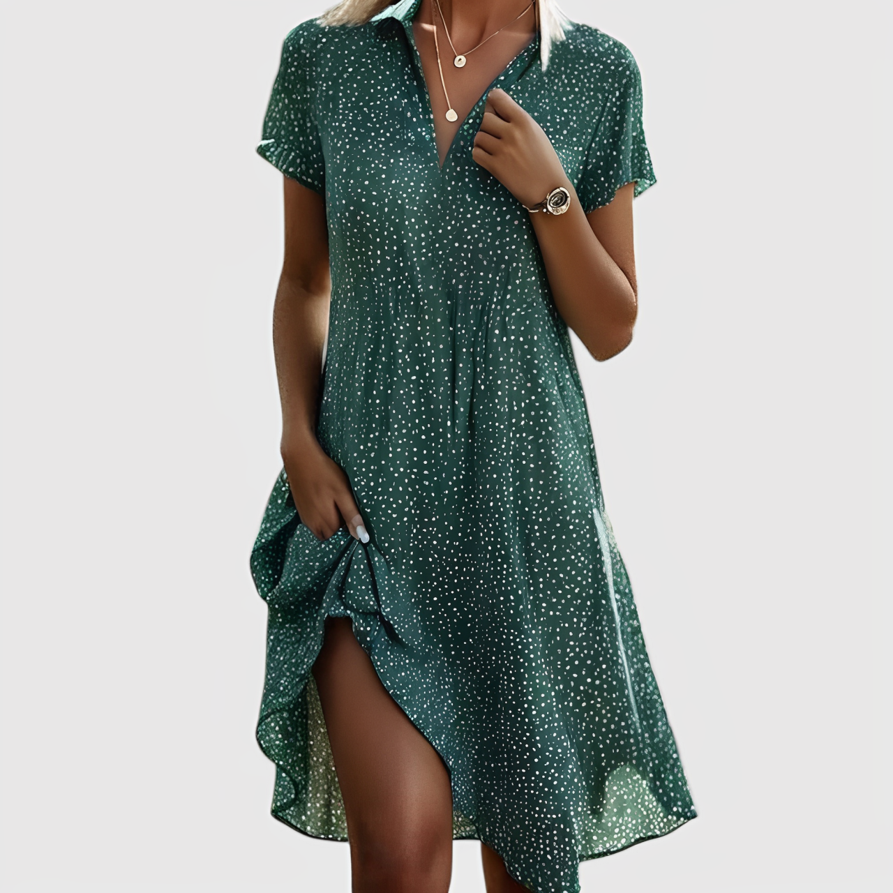 Azucena | Vestido midi de manga corta