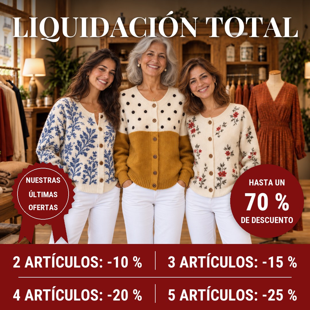 Cárdigans de invierno – liquidación total: hasta un 70 % de descuento y hasta -25 % comprando 5 artículos