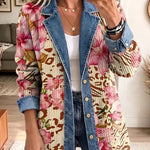 Berenice | Chaqueta vaquera de flores y estampado de leopardo