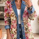 Berenice | Chaqueta vaquera de flores y estampado de leopardo