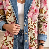 Berenice | Chaqueta vaquera de flores y estampado de leopardo