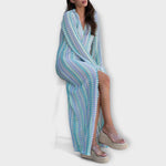 Bernarda | Vestido largo con cuello en V, aire de vacaciones