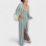 Bernarda | Vestido largo con cuello en V, aire de vacaciones