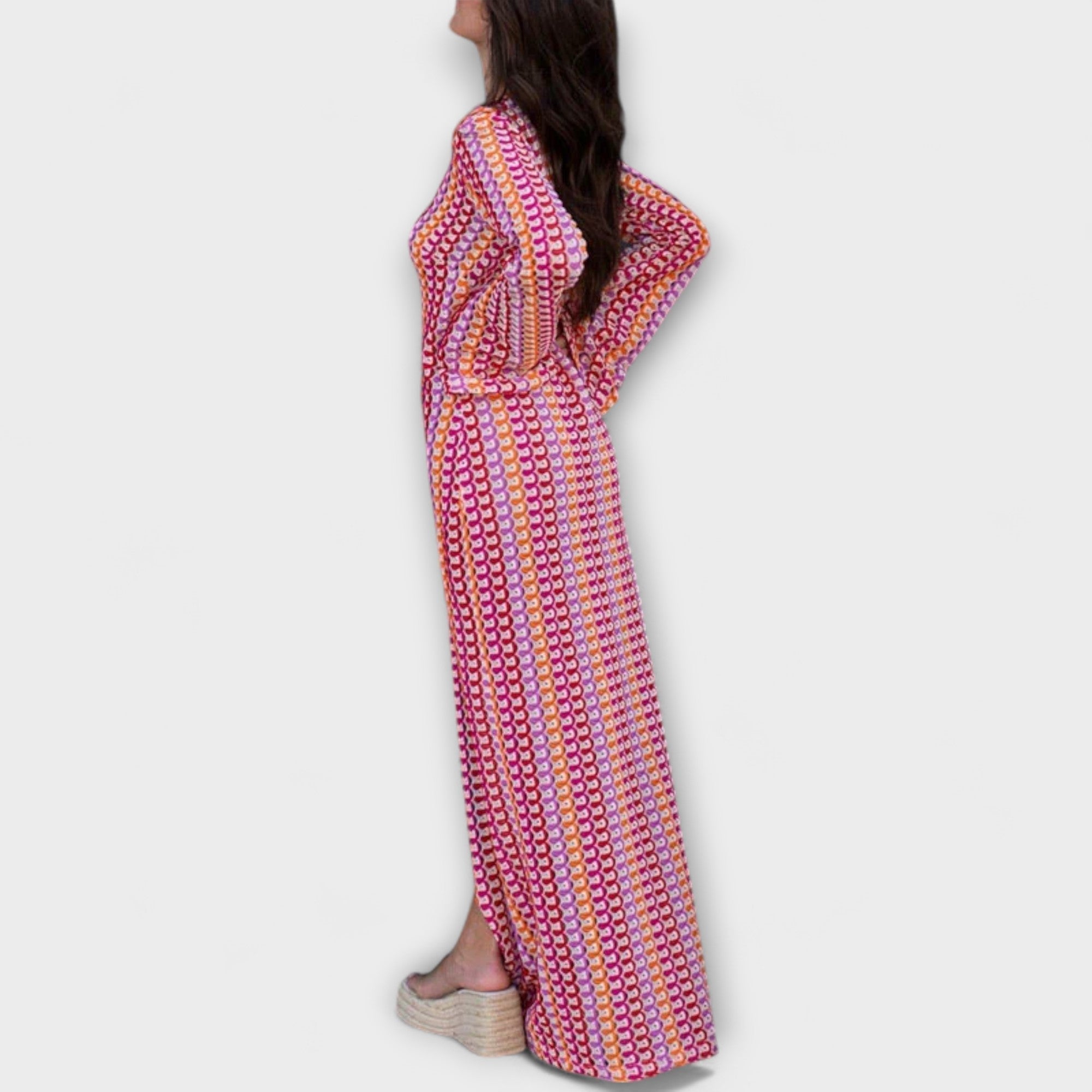 Bernarda | Vestido largo con cuello en V, aire de vacaciones