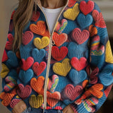 Berta | Cárdigan con estampado de corazones multicolores