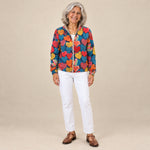 Berta | Cárdigan con estampado de corazones multicolores, vista de frente