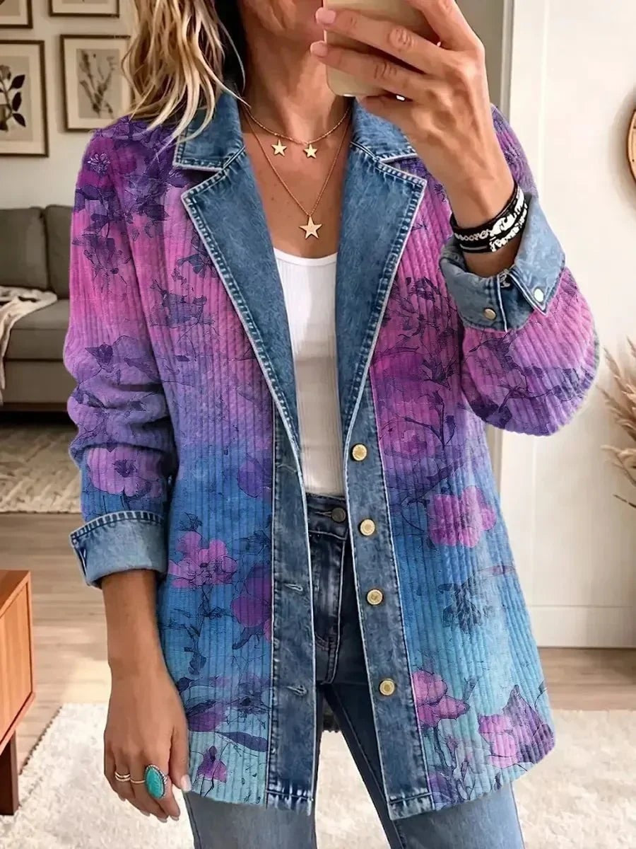 Candelaria | Chaqueta vaquera con estampado floral artístico
