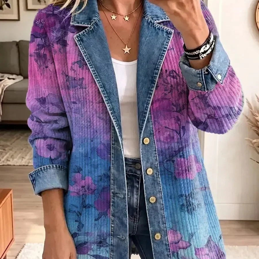 Candelaria | Chaqueta vaquera con estampado floral artístico