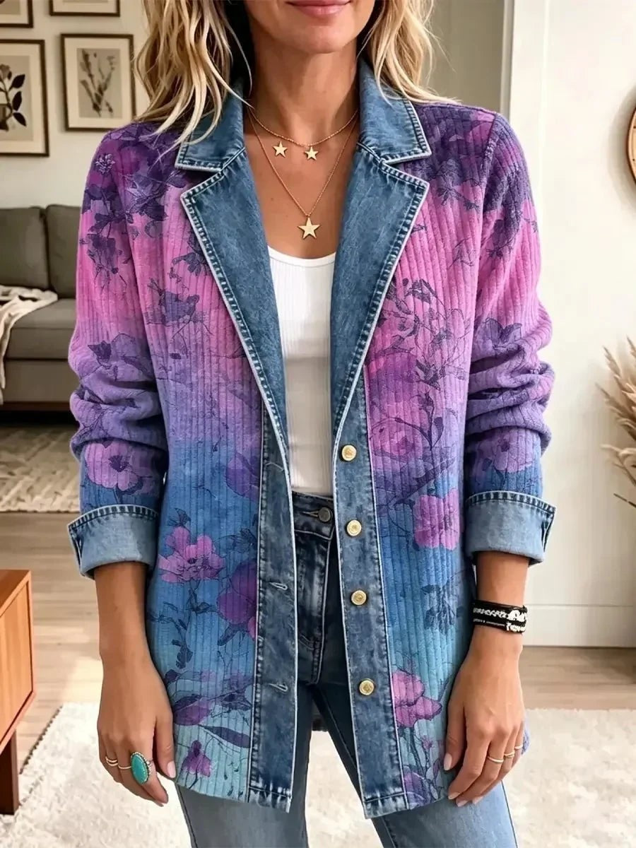 Candelaria | Chaqueta vaquera con estampado floral artístico