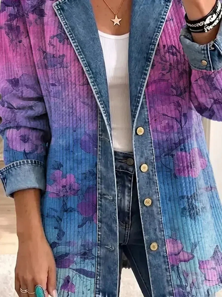 Candelaria | Chaqueta vaquera con estampado floral artístico