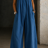 Candelaria | Mono de denim de pierna ancha