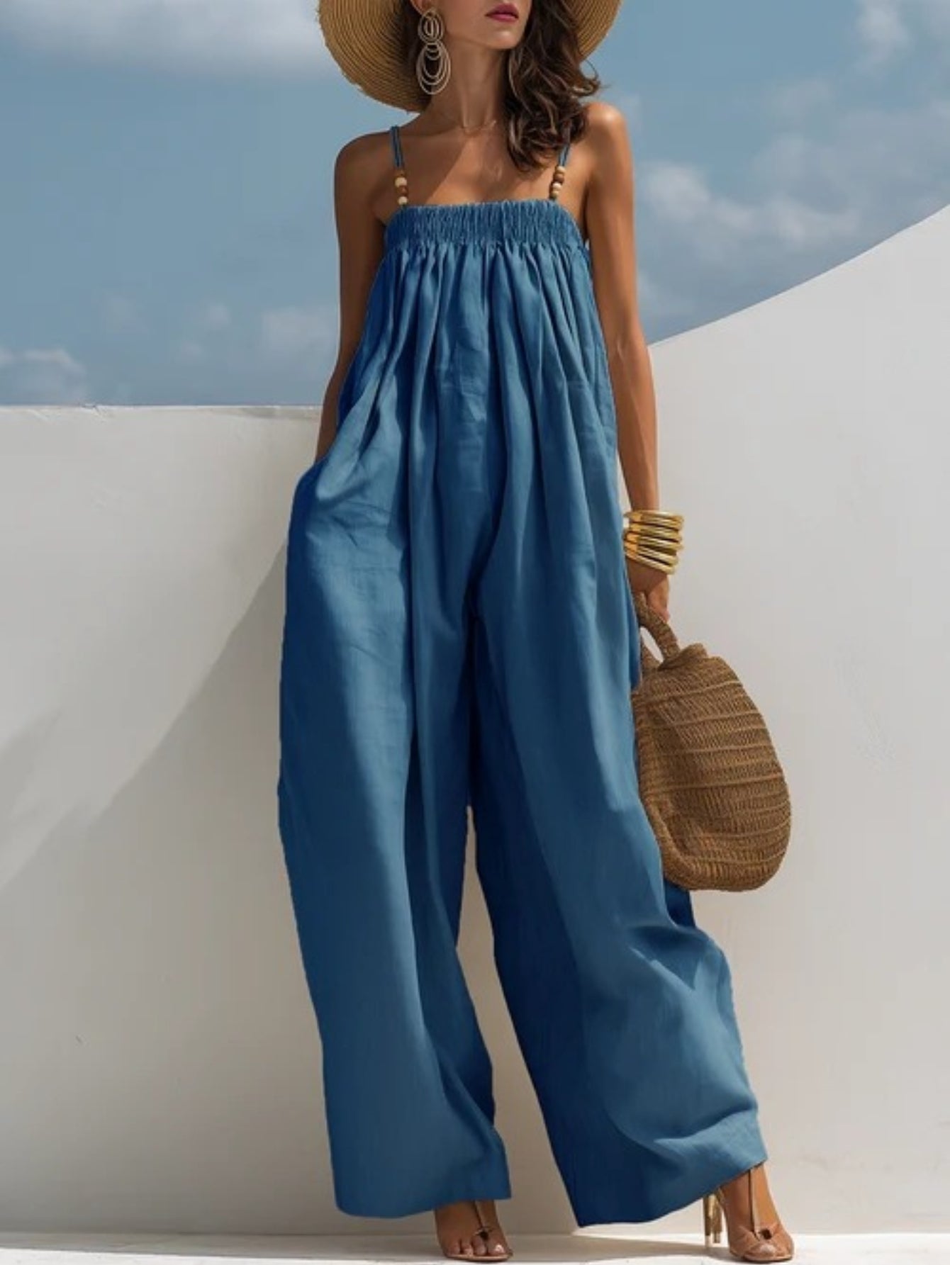 Candelaria | Mono de denim de pierna ancha