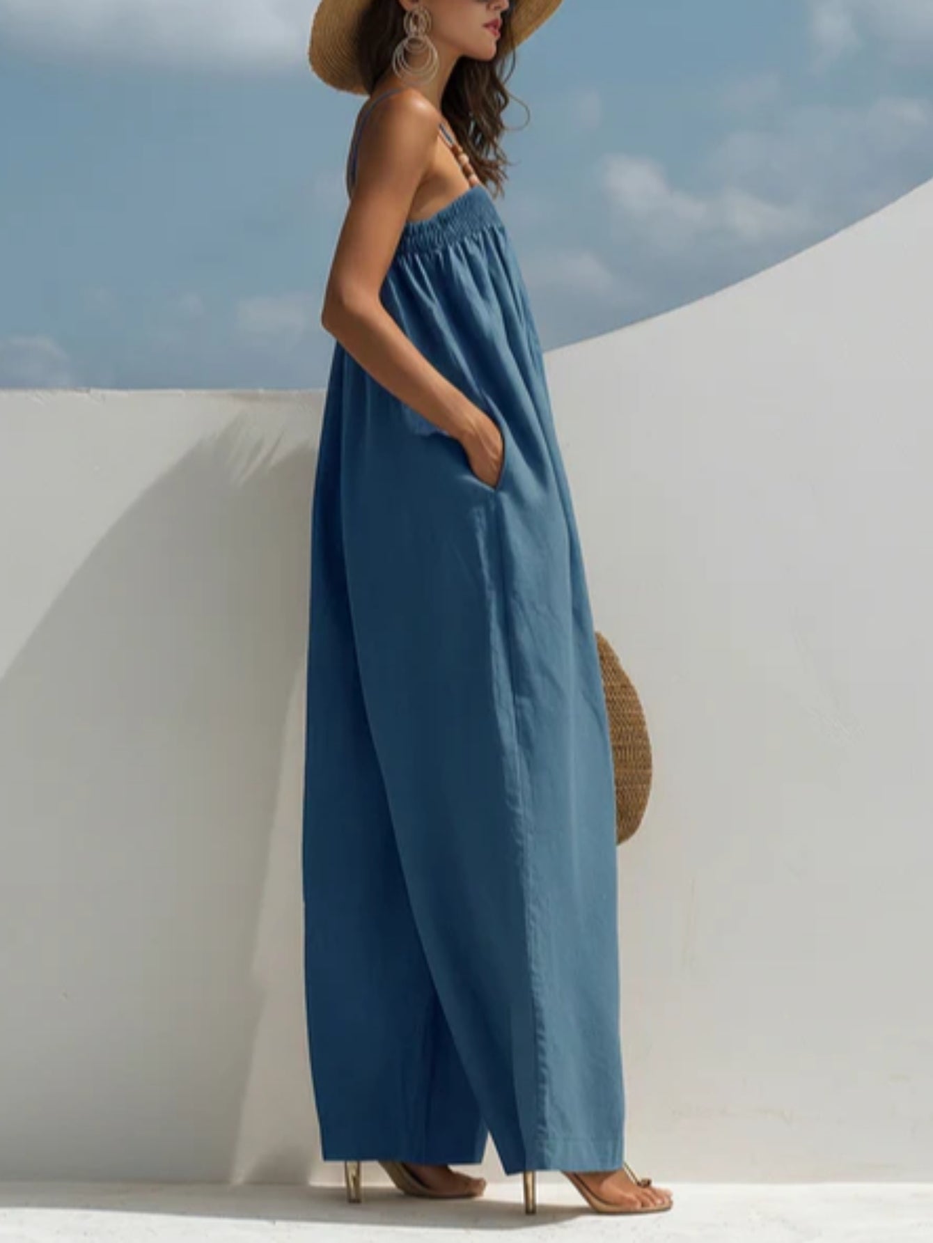 Candelaria | Mono de denim de pierna ancha